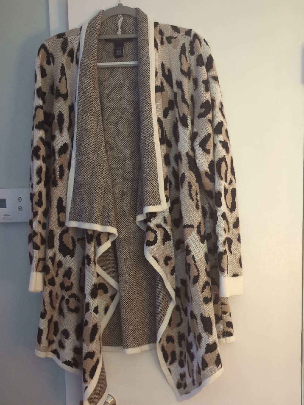 Ashley Stewart Leopard Print Draped Cardigan